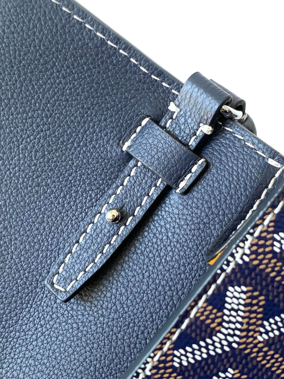 Goyard Chypre Wallet-Pouch 21 Cm Navy Blue Goyardine Canvas And Calfskin view 6