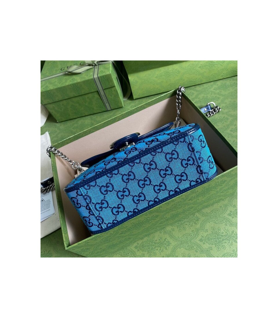 Gucci GG Marmont Multicolour Mini Top Handle Bag Blue view 4