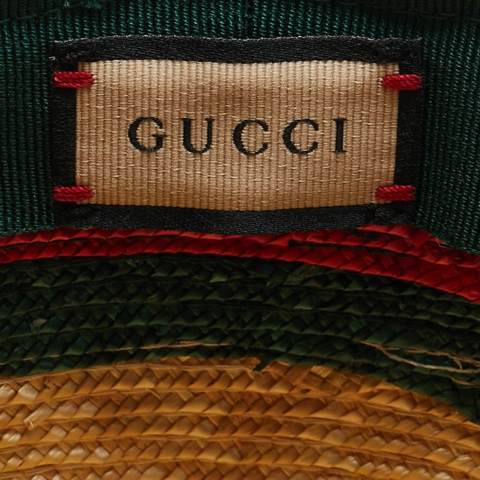 Gucci Woven Fabric Hat With Web Light Beige Unlined 876257 3HBMB 9666 view 3