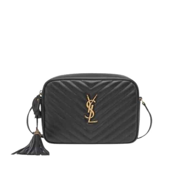 Saint Laurent Lou Camera Bag In Quilted Black Gold Leather 23Cm view 2