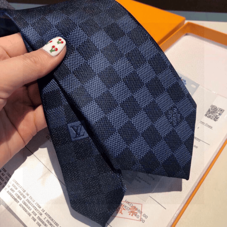 Louis Vuitton Blue Damier Silk Tie For Men view 8