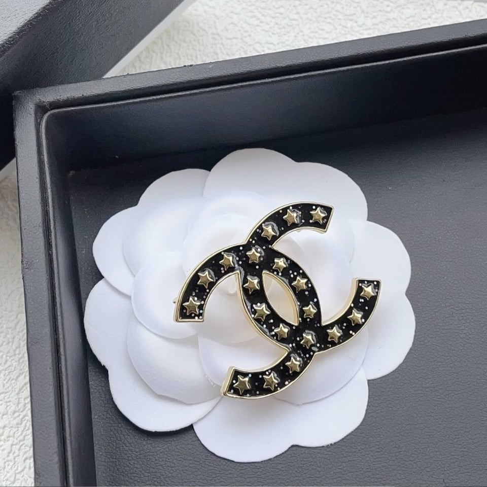 Chanel Cc Brooch Black With Many Small Stars view 2