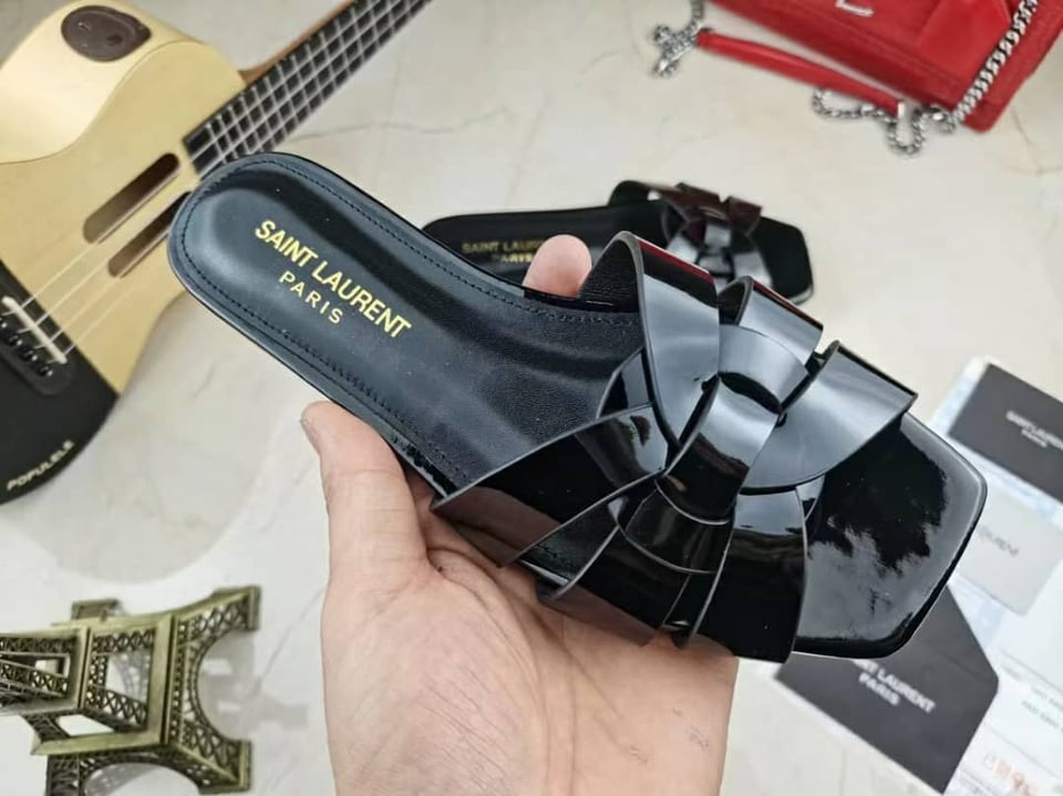 Saint Laurent Tribute Mules In Patent Leather Black 571952B8I001000 view 8