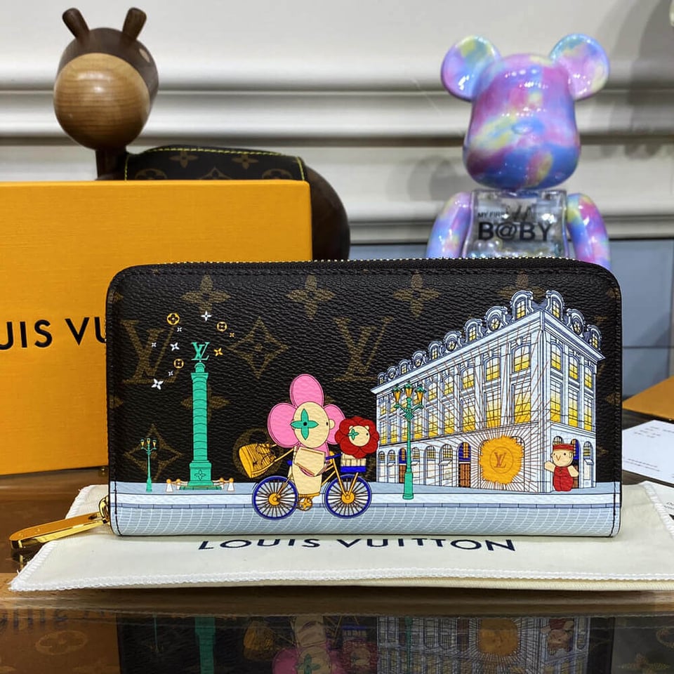Louis Vuitton Christmas Animation 2022 Zippy Wallet Pink view 3