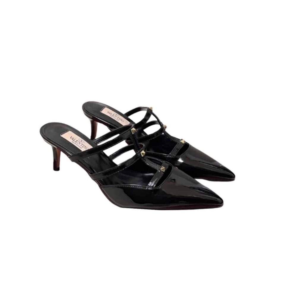 Valentino Garavani Rockstud Wispy Mule In Calfskin Black view 2