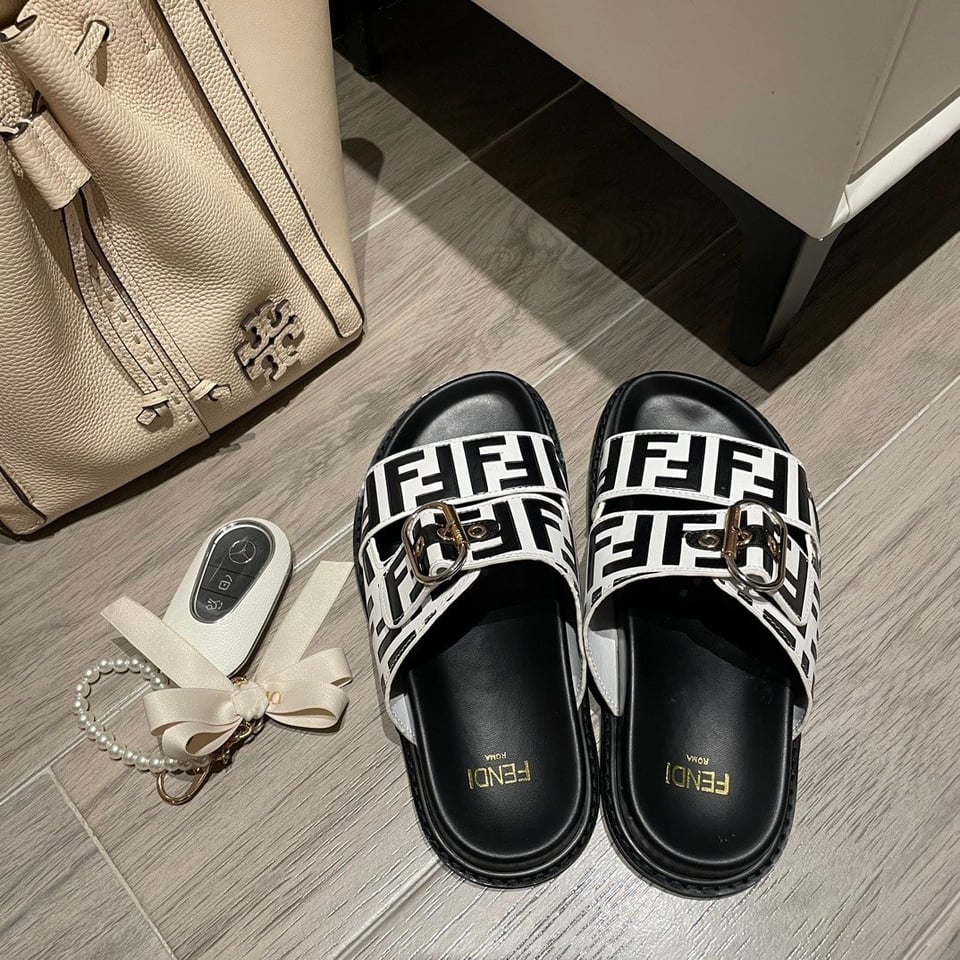 Fendi Ff Double Band Slide Black view 4
