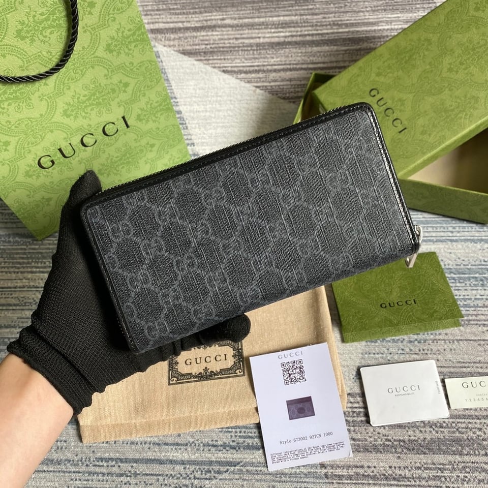 Gucci Ophidia GG Zip Around Wallet With Interlocking G Black 8in/19cm For Men view 5