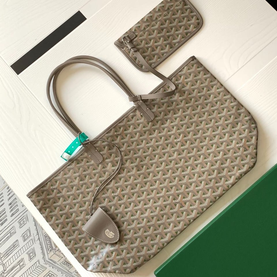 Goyard St Louis Pm 48Cm Greige And Green Tote Bag view 10
