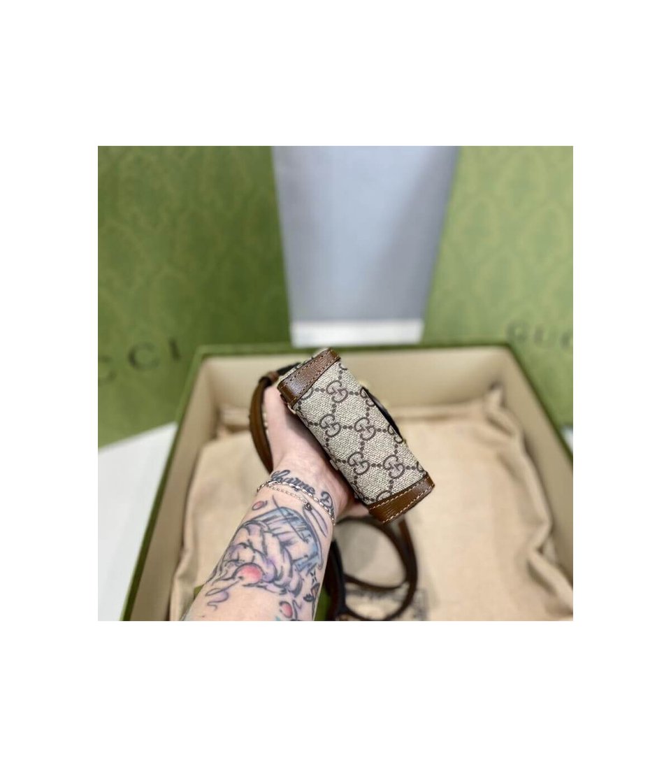 Gucci GG Supreme Horsebit 1955 Mini Bag Brown view 12