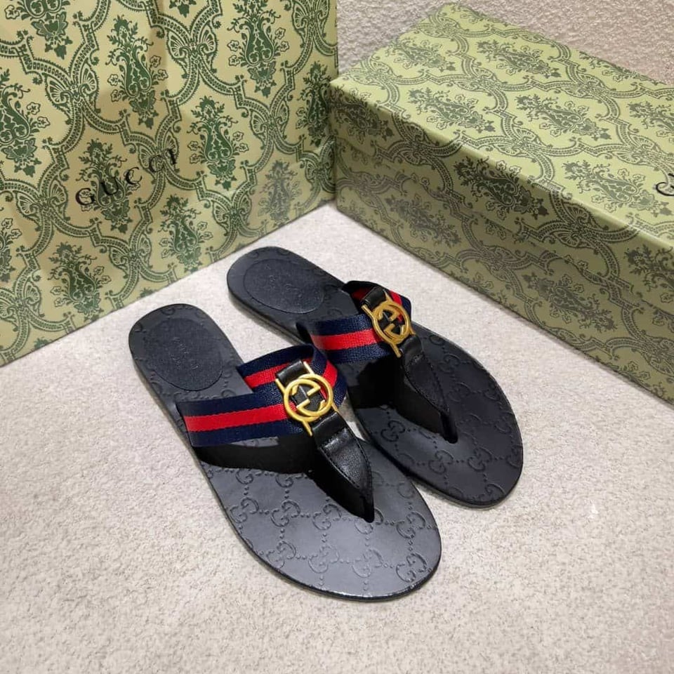 Gucci Double G Thong Leather Navy Blue 0B7N0 7100 view 3