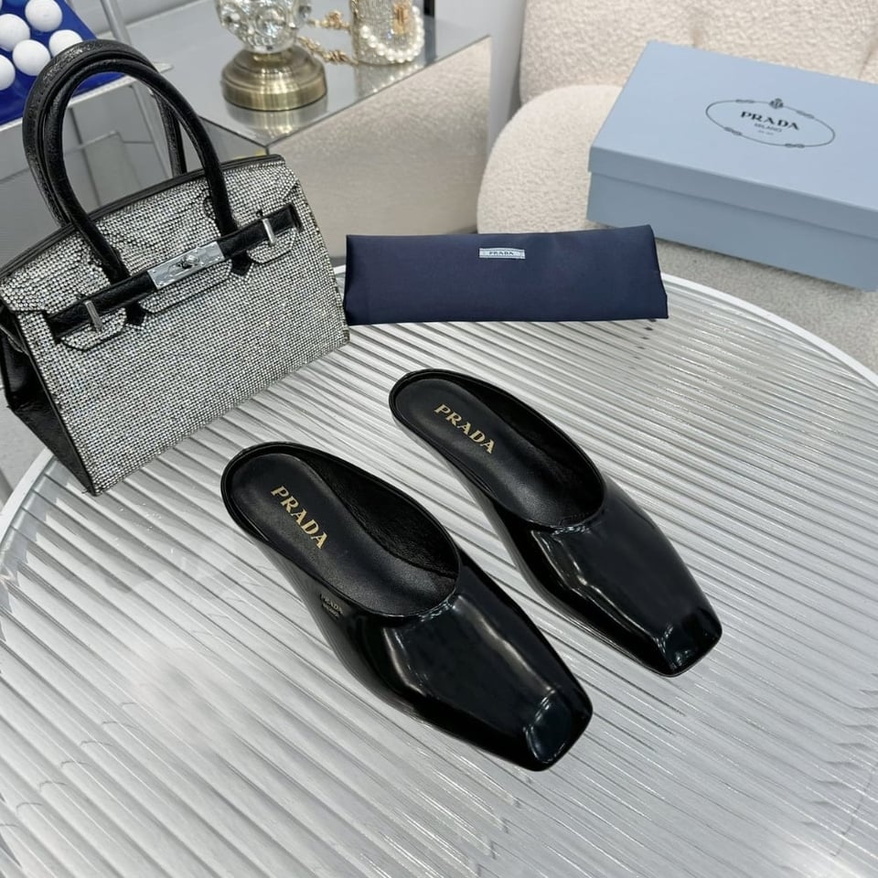 Prada Brushed Leather Mules Black 1S825N 055 F0002 F 015 view 3