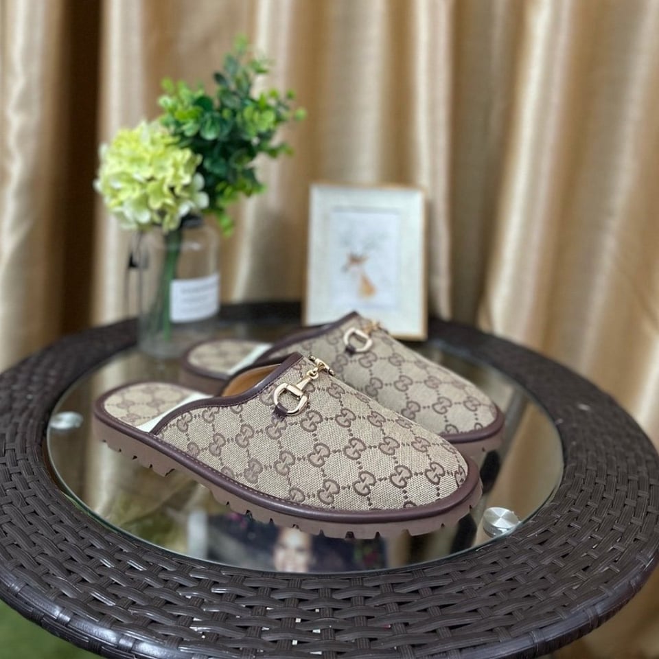 Gucci Gg Slipper Horsebit Canvas Beige 655571 96G60 9762 view 7