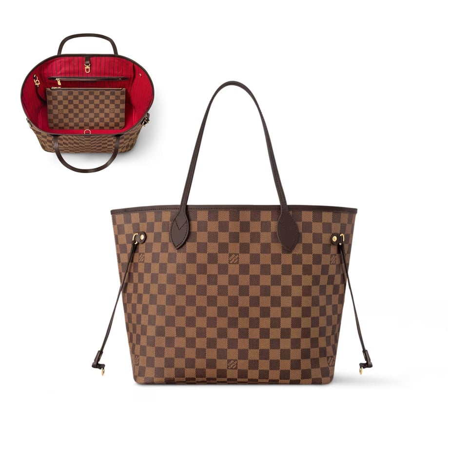 Louis Vuitton Neverfull MM Tote Bag Damier Ebene Cerise Red 31cm N40599 view 2