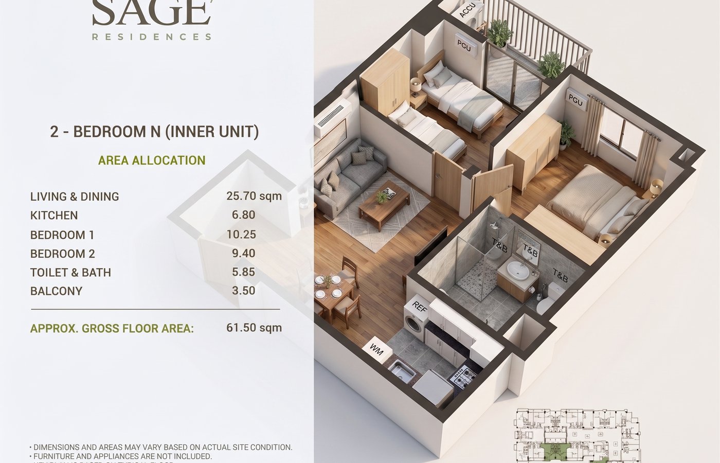 2BR with Bedroom Balcony with Parking Selling At Cost just across Calfornia Garden Square