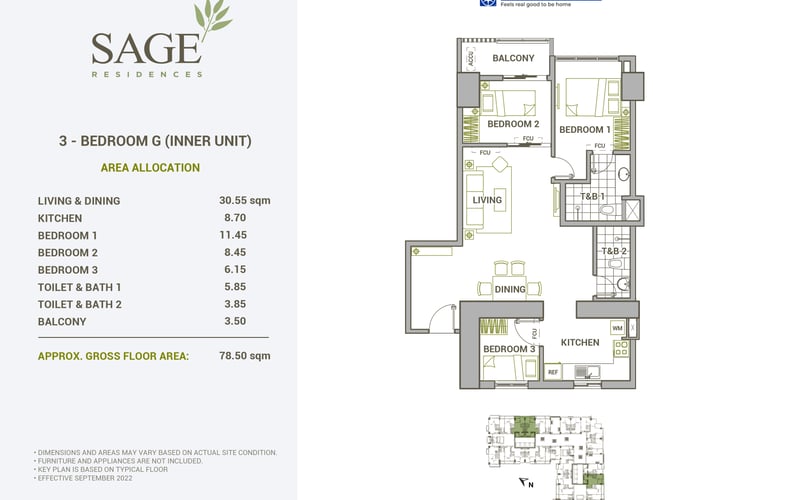 Pasalo! 3 Bedroom 78.50 sqm with parking at Sage Residences Mandaluyong