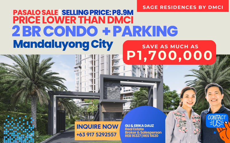 PASALO: DMCI Sage Residences, Mandaluyong. Save ₱1.7M on a 2BR Unit & Parking Slot!