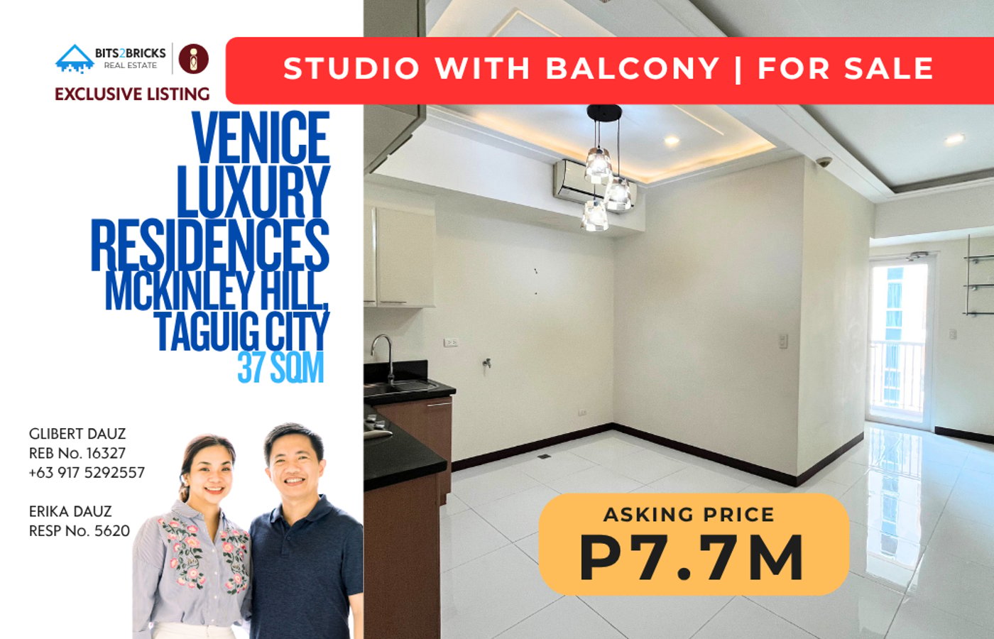 Studio Converted to 1-BR with Balcony | Venice Luxury Residences, McKinley Hill