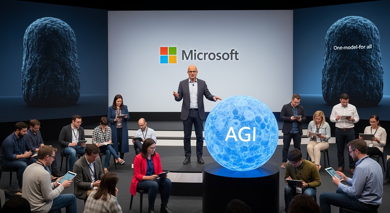Satya Nadella enthusiastic about AGI while prioritizing human utility and challenging the 'one-model-for-all' concept.
