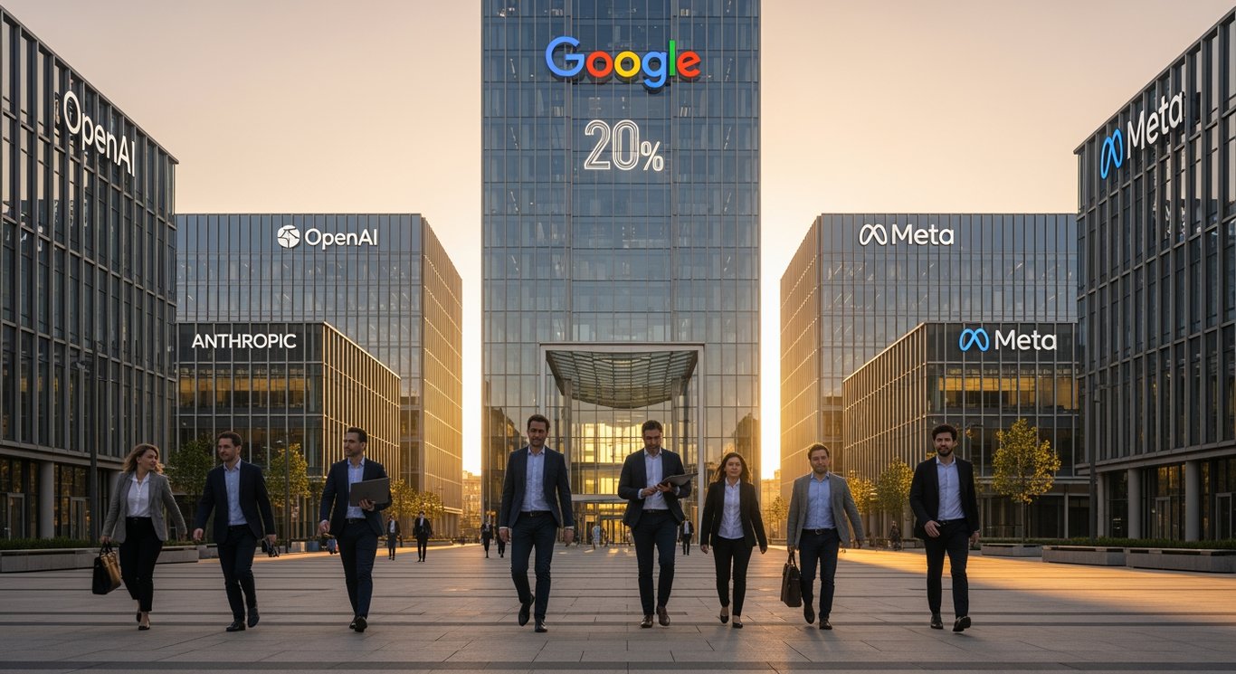 In the competition for software engineers involving OpenAI, Anthropic, Meta, and others, Google has recruited 20%.