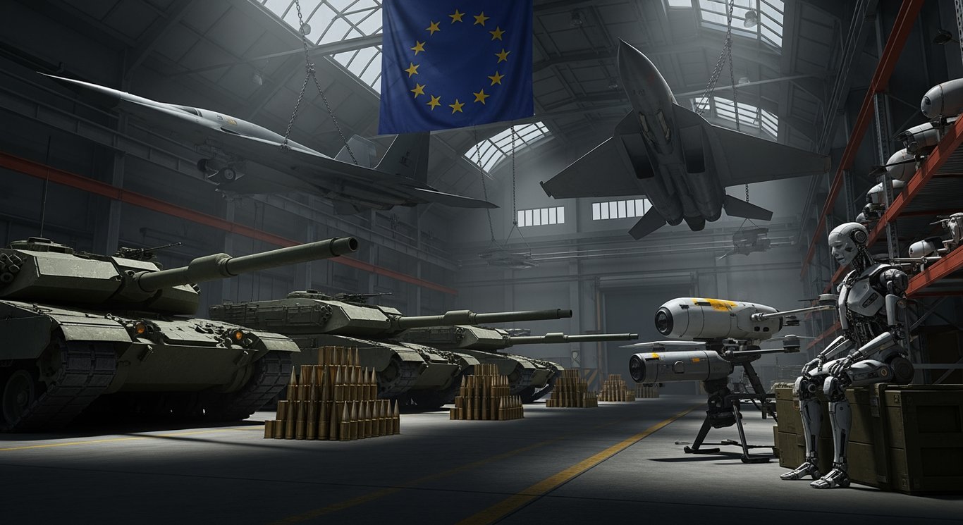 EU allocates greater funds to 'traditional' weapons development compared to drones and AI.