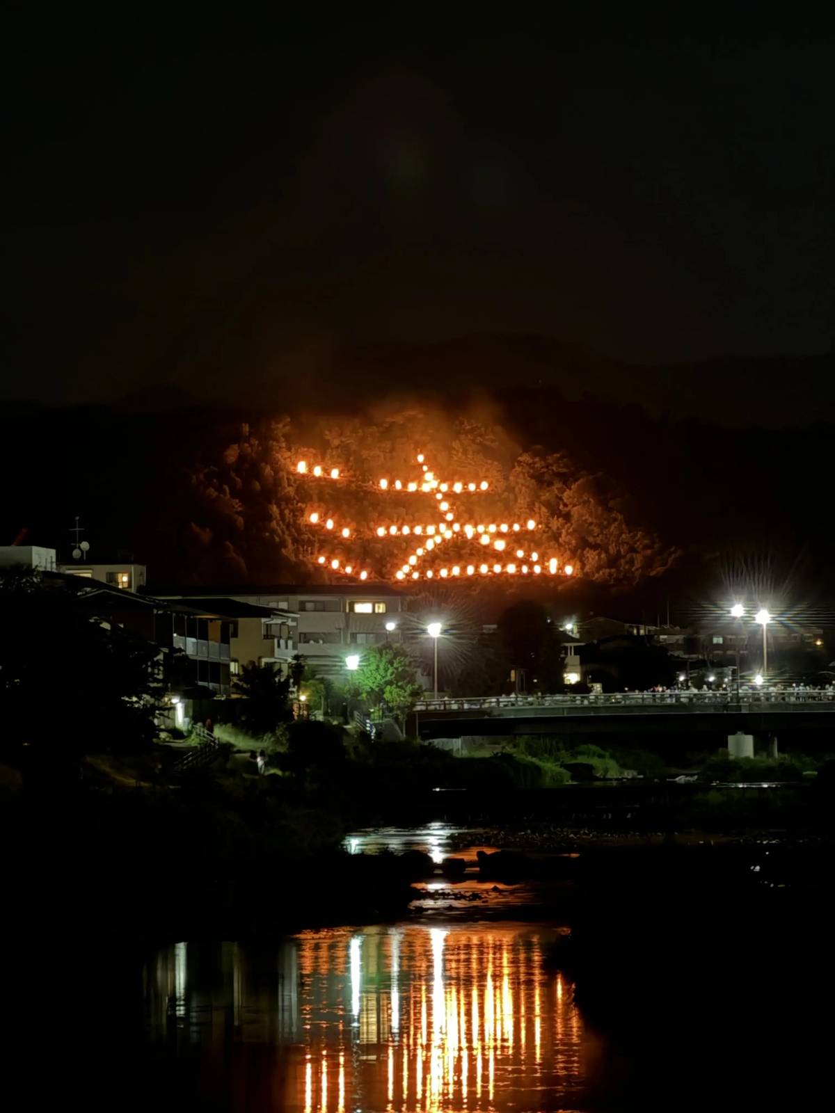 The Ho character of the Gozan Okuribi reflected in the Takano River