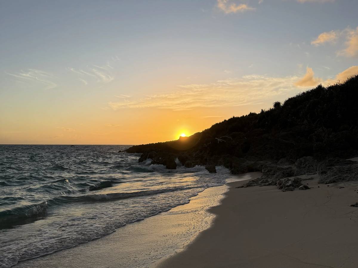 Sunset over the beach on Kurima Island