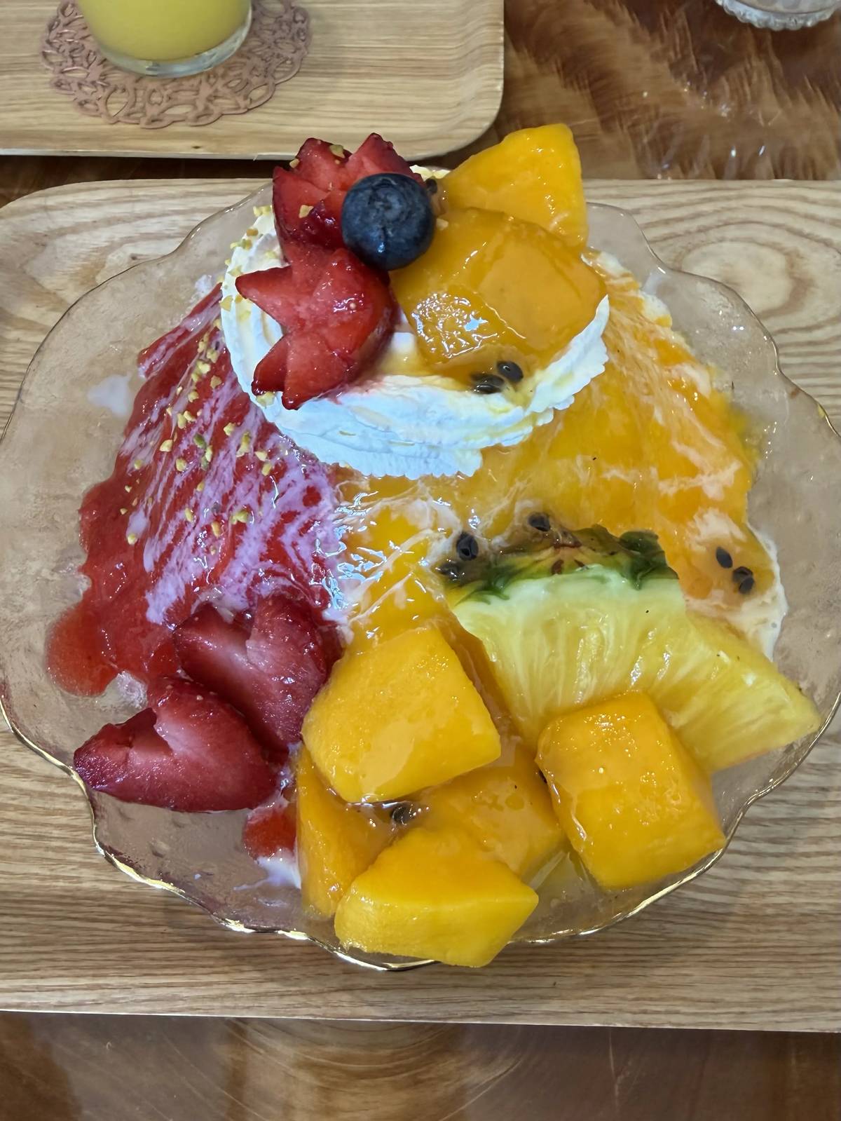 Strawberry and mango shaved ice
