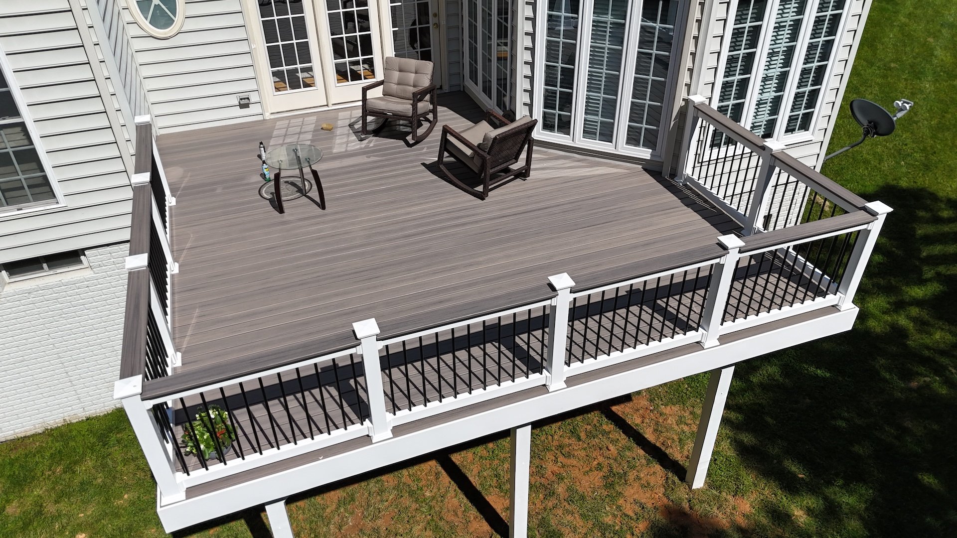 Upgryd custom deck featuring Trex decking with a close-up view of a rocky harbor deck in Bethlehem, PA.
