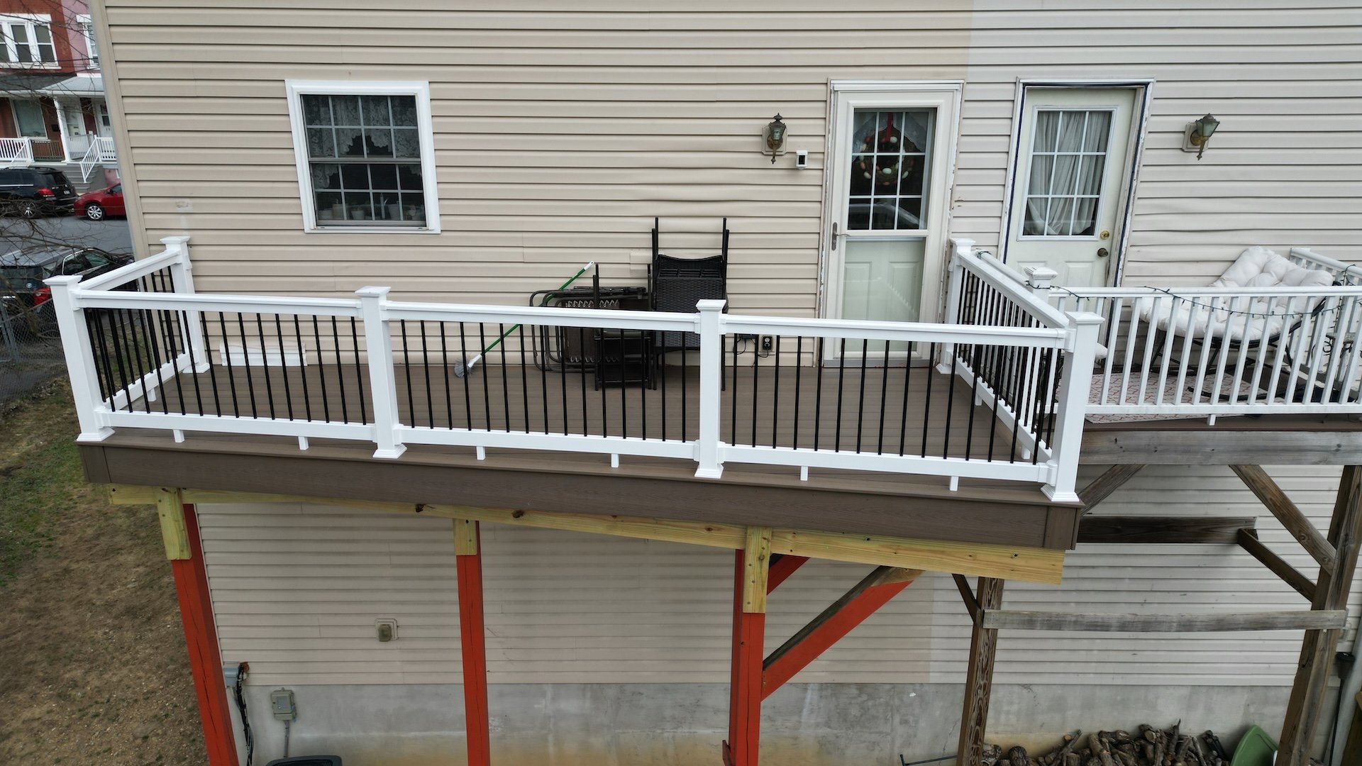 Upgryd custom deck with balcony and side view in Bethlehem, PA.