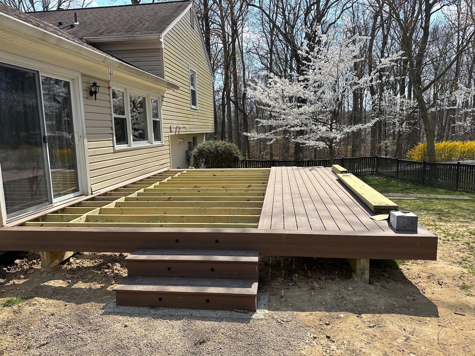 Upgryd deck construction progress in Emmaus, PA, showcasing the build's current state.