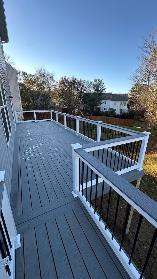 Upgryd's close-up view of pebble gray decking made of Trex material, perfect for outdoor spaces in Cetronia, PA.