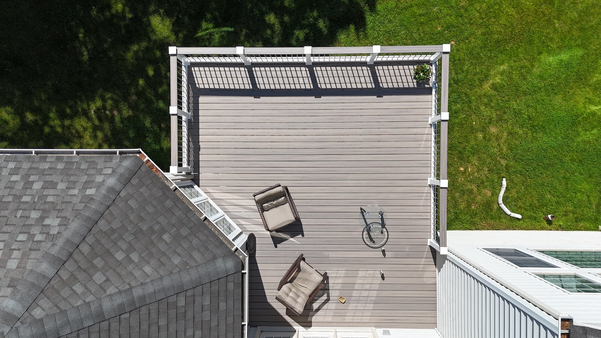 Upgryd Trex Rocky Harbor deck aerial view in Bethlehem, PA.