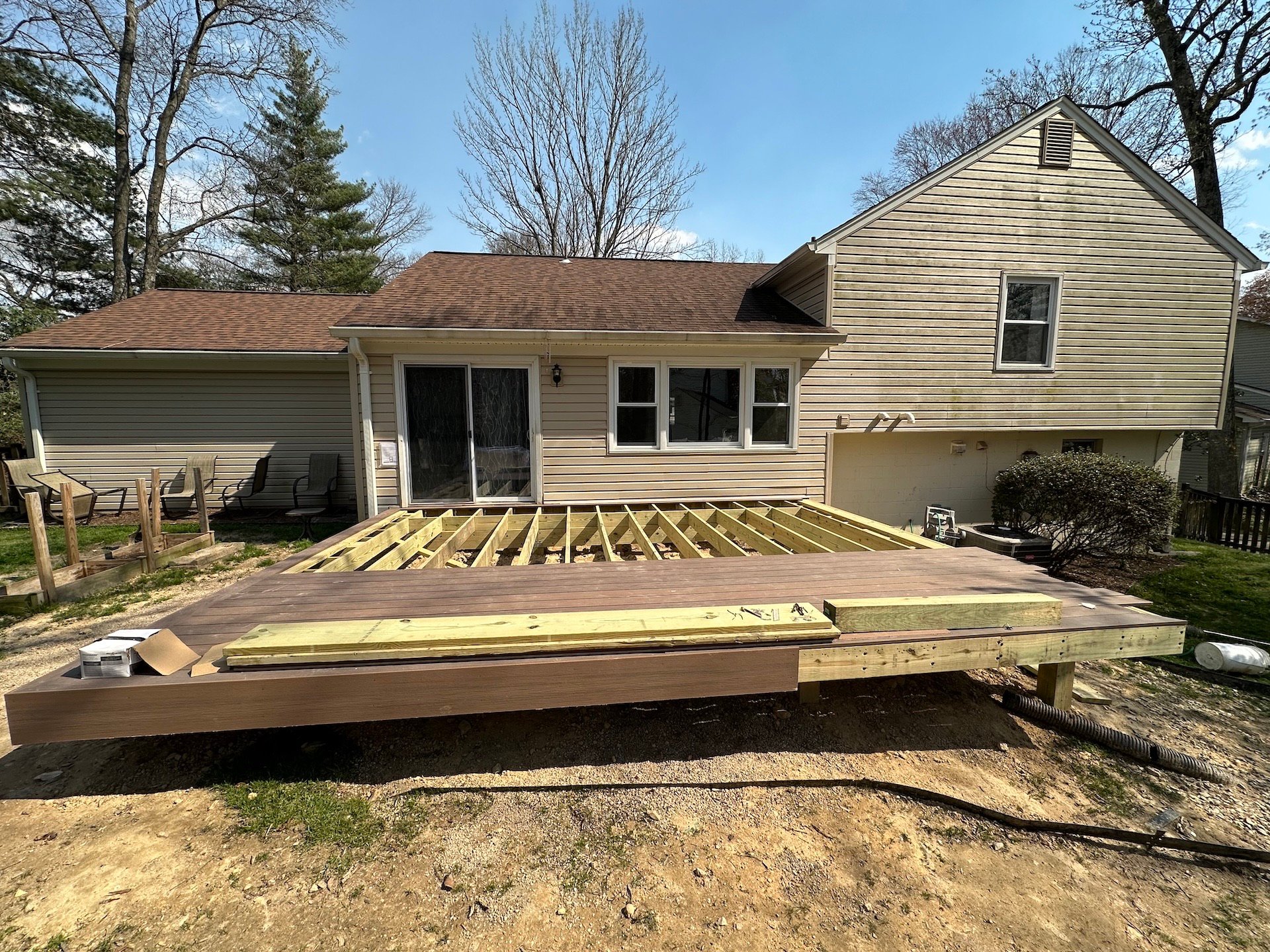 Upgryd custom deck framing in Emmaus, PA, showcasing expert craftsmanship and quality materials.