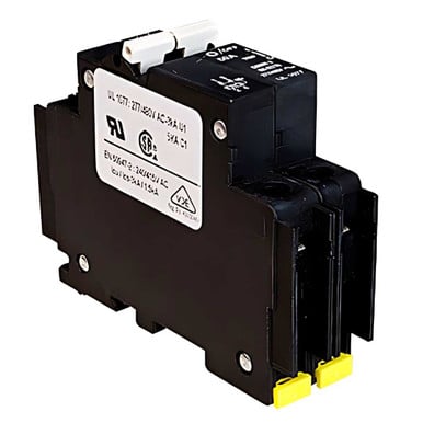 Two pole din rail mount 120/240 VAC breaker - 15