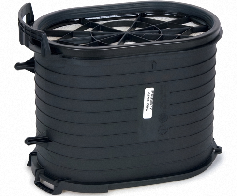 An image of a Genuine Donaldson PowerCore engine air filter for a Ford 6.0L Diesel Power Stroke truck.