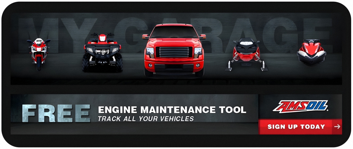 AMSOIL My Garage. Free engine maintenance tool. Keep track of your scheduled maintenance for all your vehicles, from cars and trucks to motorcycles, dirt bikes, boats, and snowmobiles.