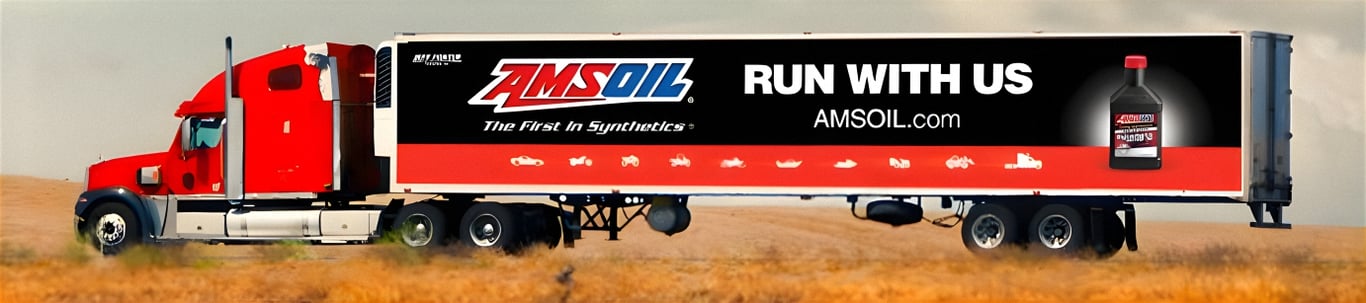 AMSOIL the first in synthetics tractor trailer truck. Run with us. Come join our team of AMSOIL Dealers.