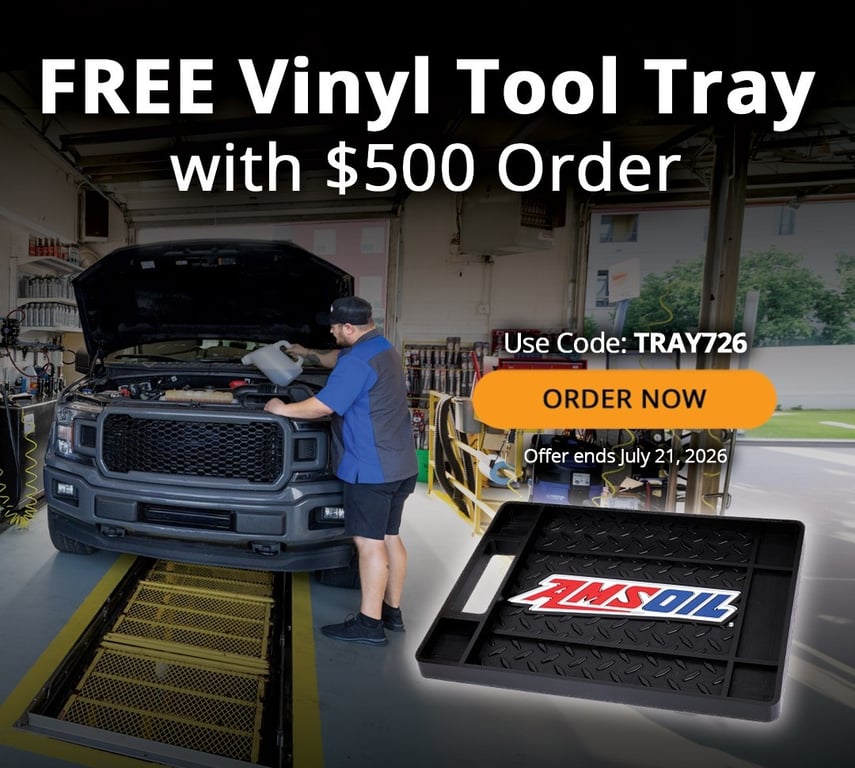 For a limited time, Retail accounts and Commercial accounts receive a free AMSOIL Vinyl Tool Tray with their order of $500 or more when they use promotional code TRAY726 at checkout. This Special Promotional Offer ends Tuesday, July 21, 2026 at midnight.