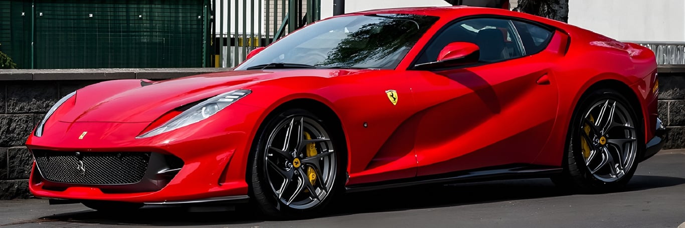 An image of a bright red very expensive Ferrari exotic sports car. AMSOIL formulates and sells the ultimate 100% full synthetic European Motor Oil for maximum protection, performance, and longevity for your prize and joy. Choose AMSOIL European Motor oil!