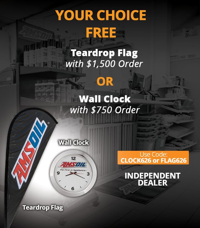 For a limited time, retail accounts get a FREE wall clock ($750+ order) or teardrop flag ($1,500+ order) with their order. Use promotional code CLOCK626 or FLAG626 at checkout. This Promotional Offer ends Tuesday, June 23, 2026 at midnight.