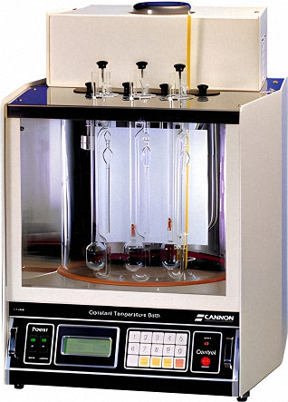 A second image of a digital CANNON Capillary Tube Viscometer used to determine the kinematic viscosity of a lubricant.