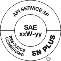 An image showing the API Service Donut of an API SP and API SN Plus Resource Conserving motor oil.