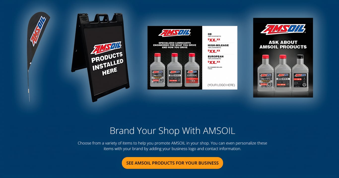 With our many AMSOIL signage, posters, stickers, and other promotional items, you can brand your garage or shop in order to better inform your customers and increase sales.
