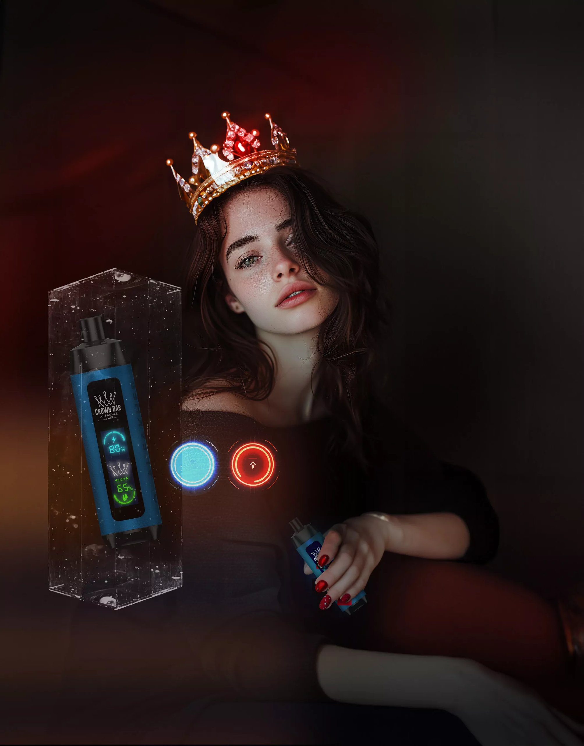 Al Fakher Crown Bar 8000 Puffs Pro Dual Mode - Original Authentic Rechargeable Disposable Vape Pen with Low Nicotine