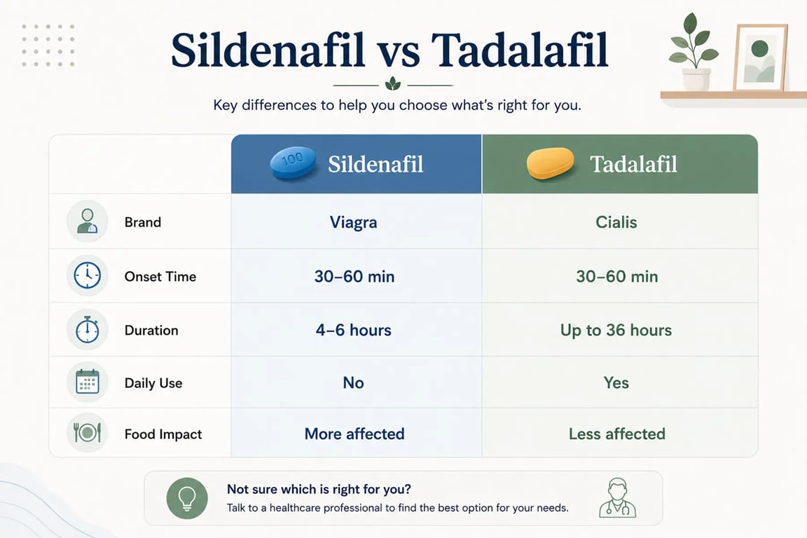 Detailed Comparison of Sildenafil vs Tadalafil