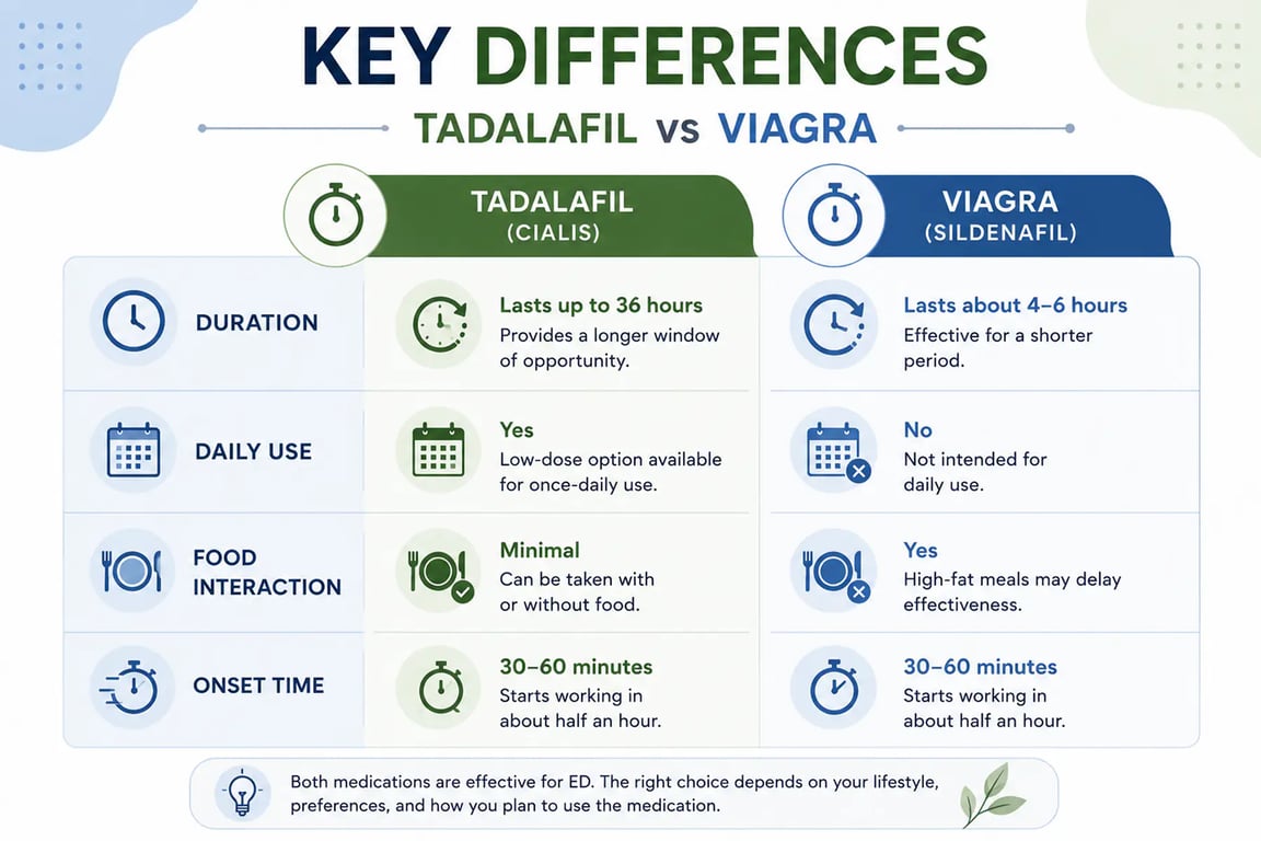 Tadalafil vs Viagra What's the Difference Between Them