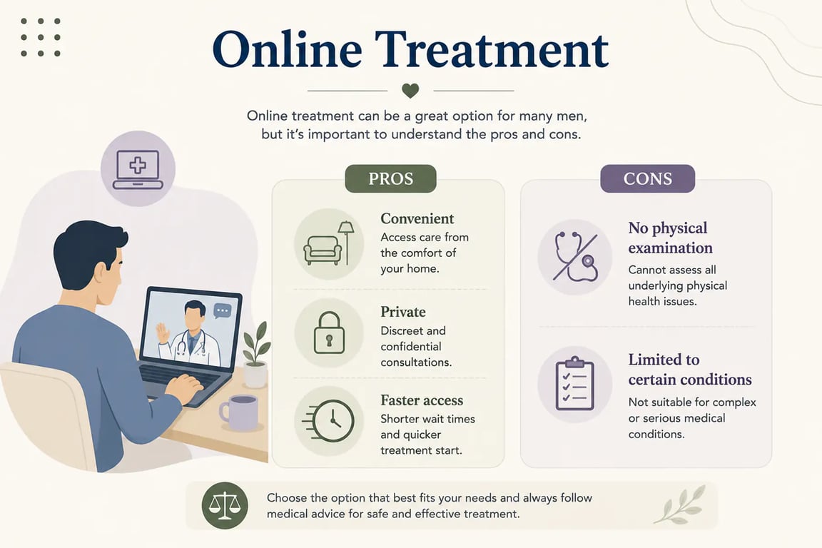 Online vs In-Person ED Treatment Pros, Cons & What to Choose
