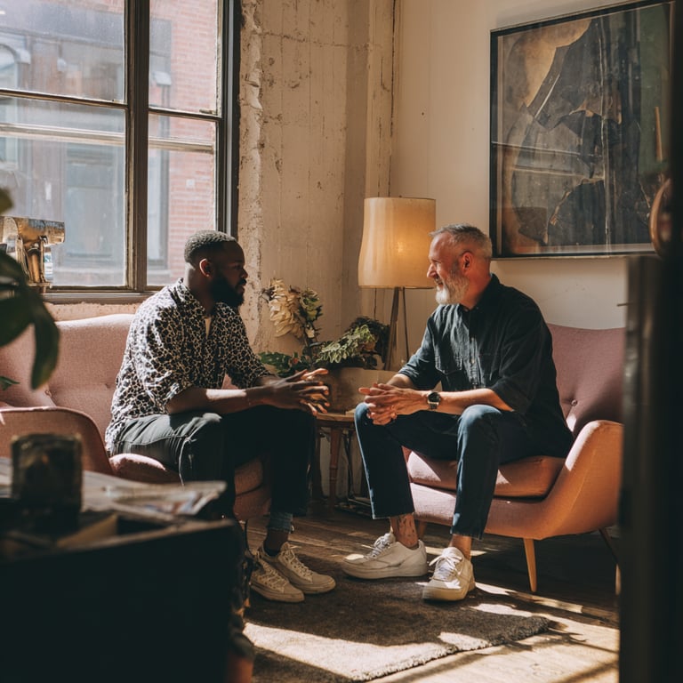 Manager listening attentively during a one-to-one conversation