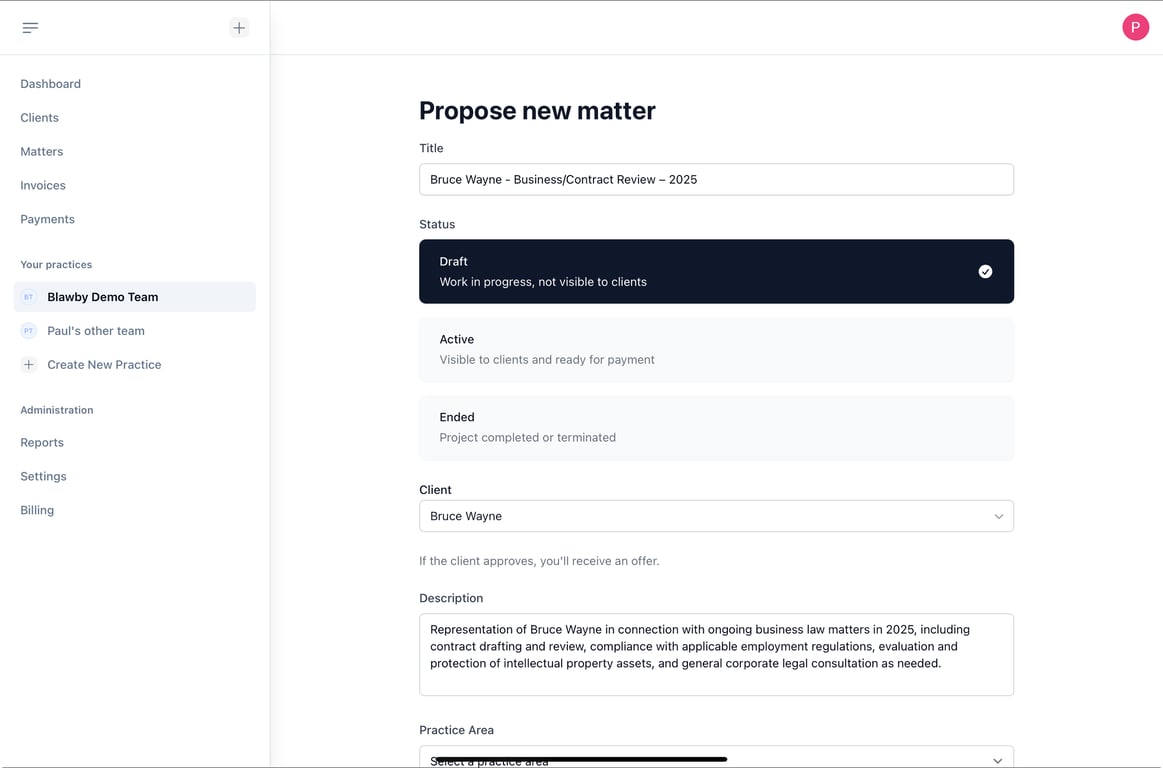 Create Matter Interface
