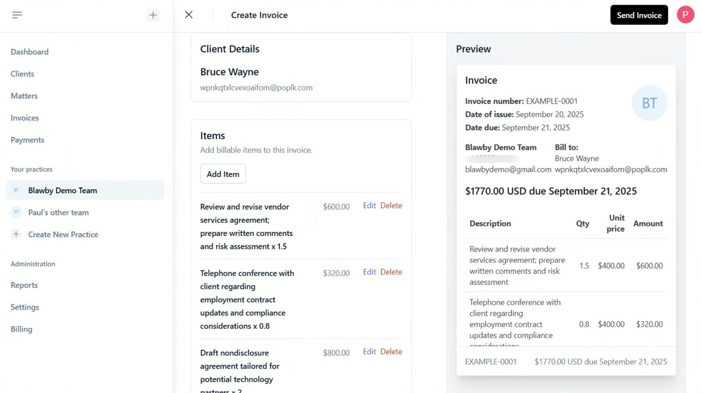 Create Invoice Interface